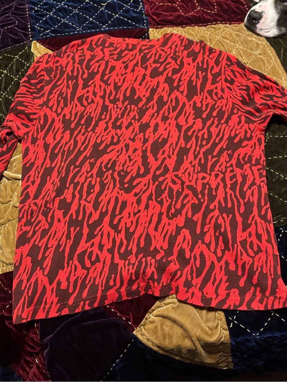 Supreme Red and Black Allover Graphic Long-Sleeve Shirt